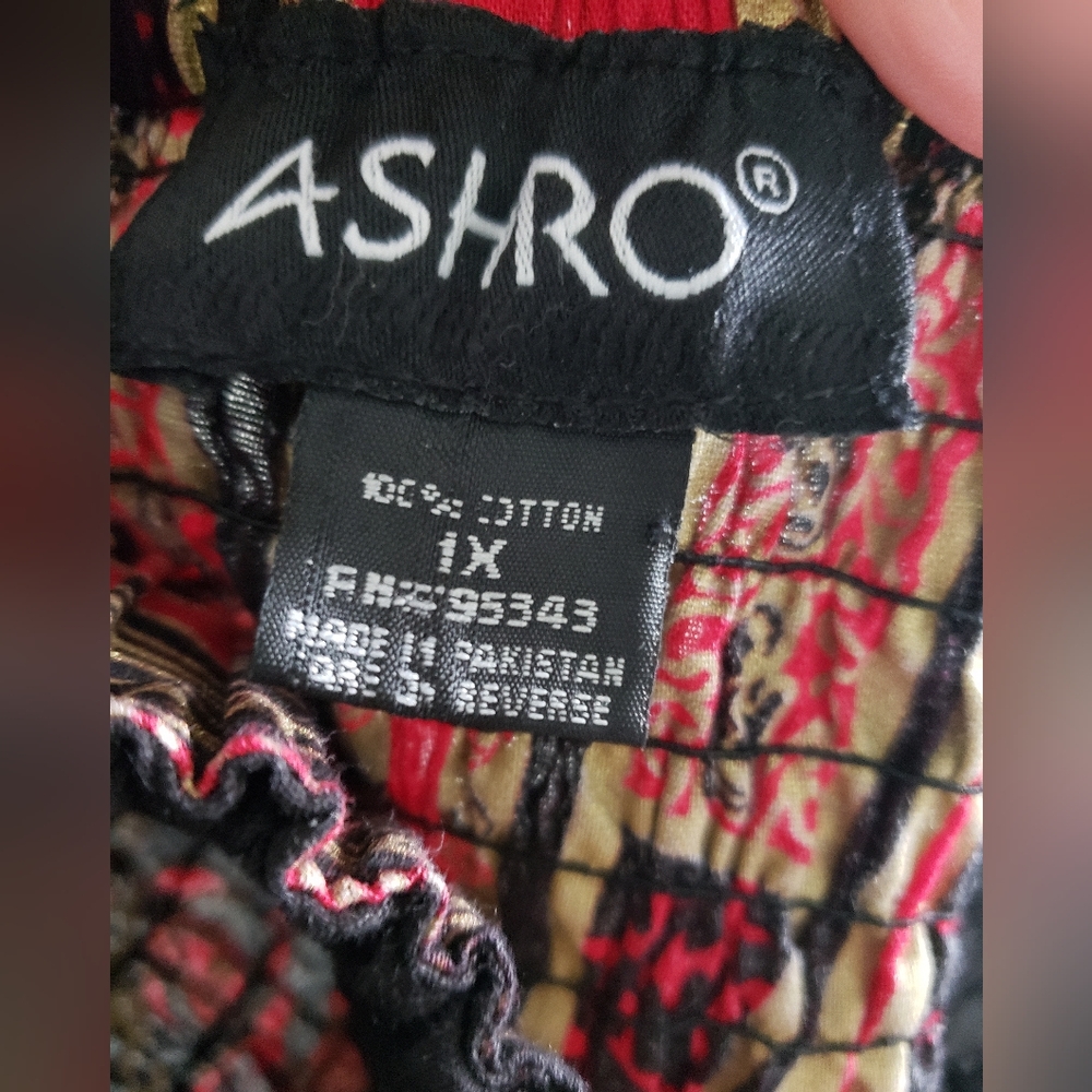 Ashro Black Maxi Dress with Red And Gold Design Size1X - Picture 2 of 7
